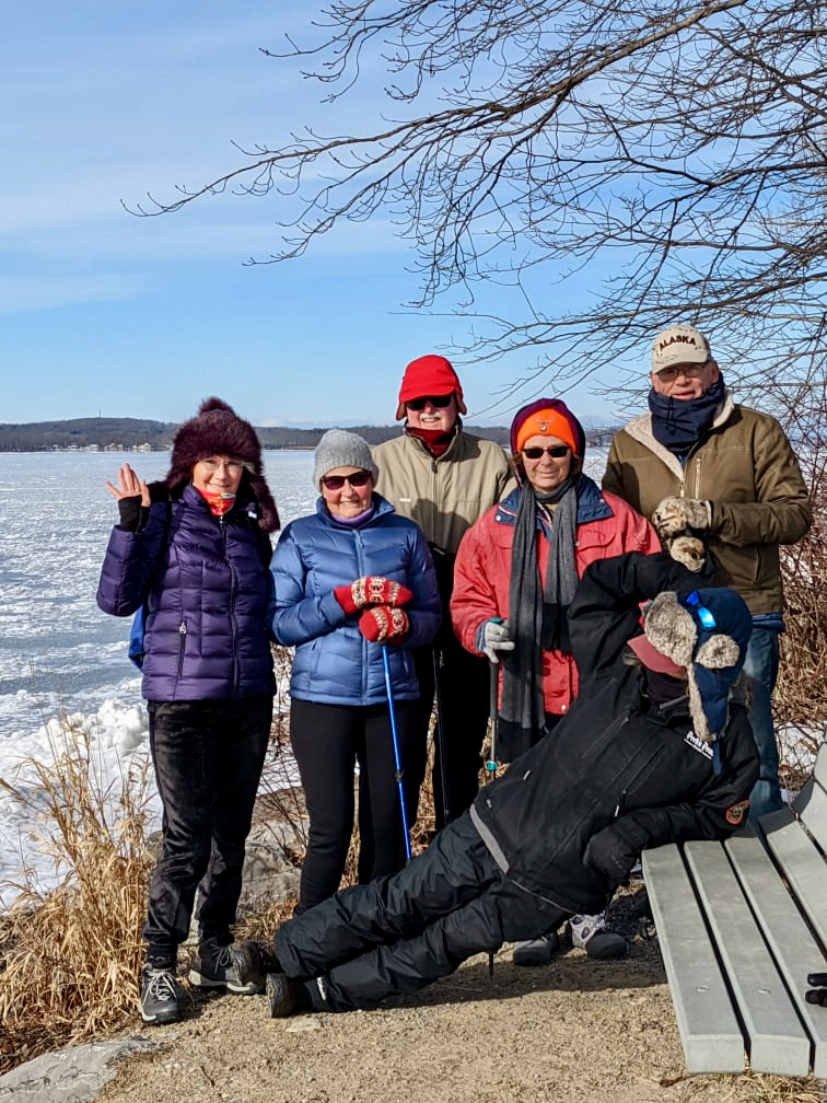 Hikers in front of Lake Chautauqua