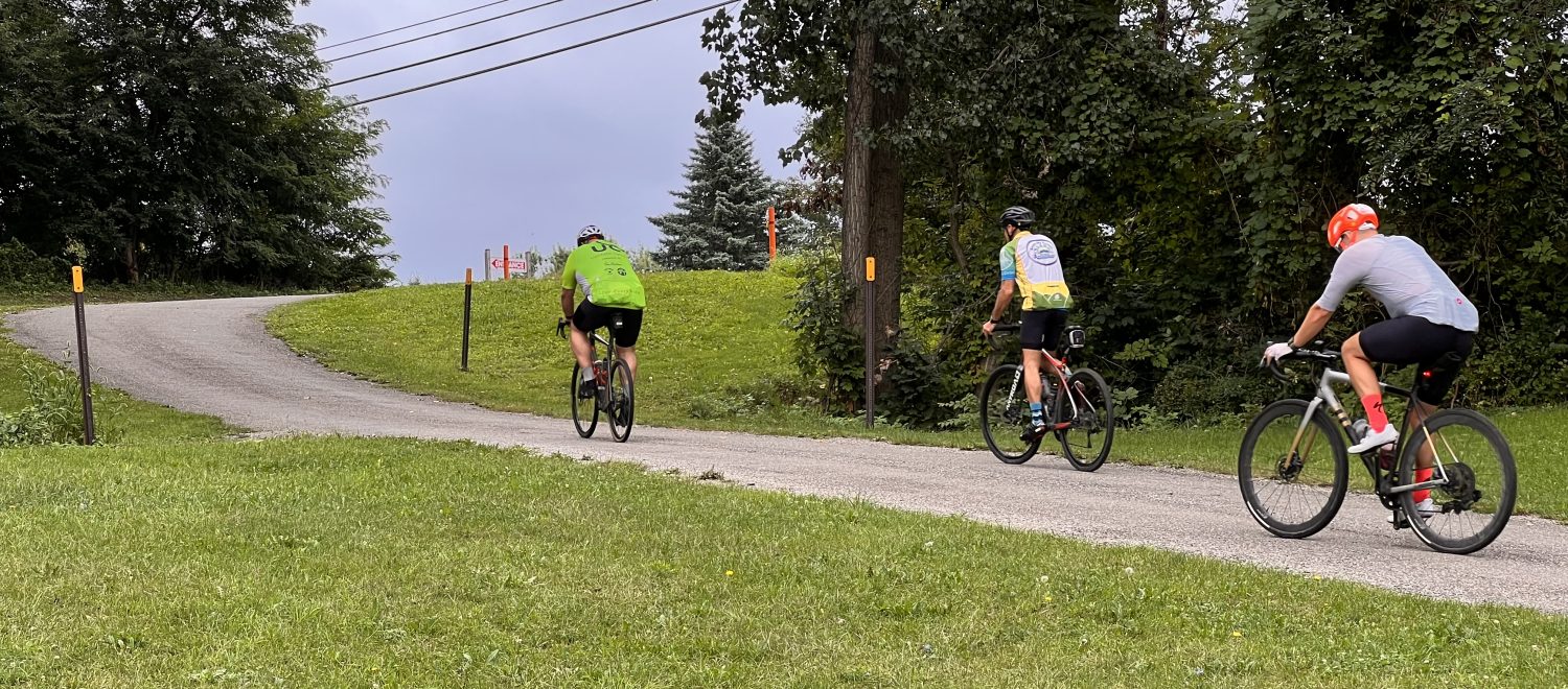 3 bikers cycling at the Portland Town Park