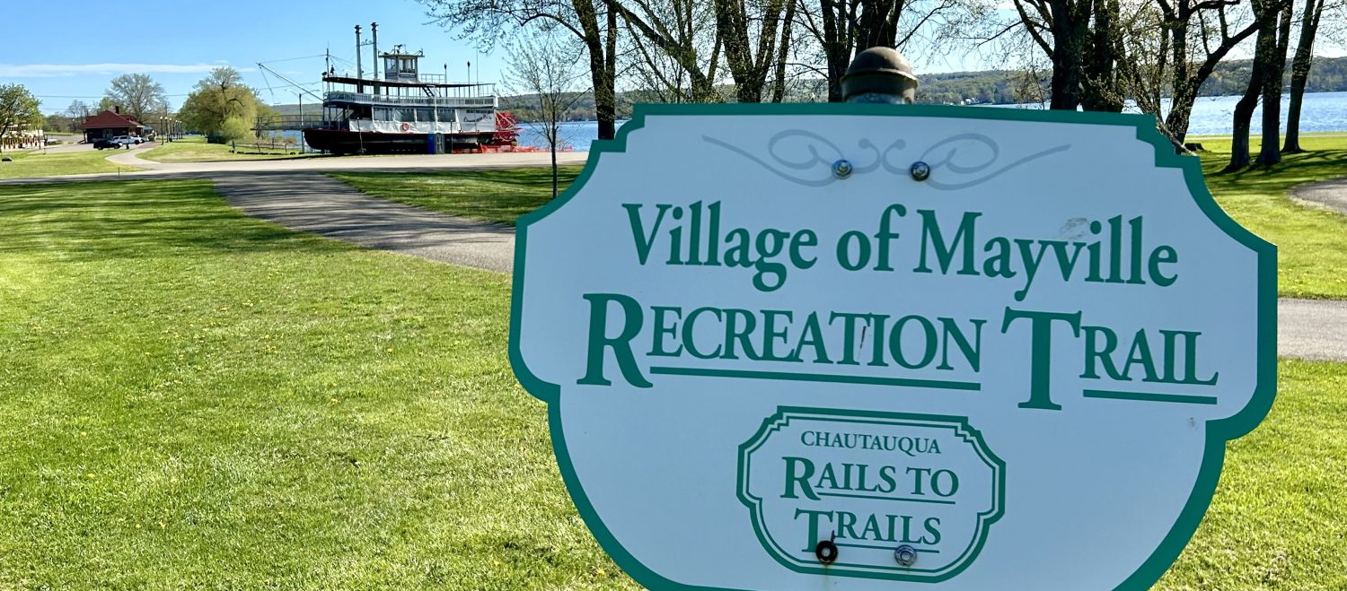 Village of Mayville Trail with Chautauqua Belle in Background